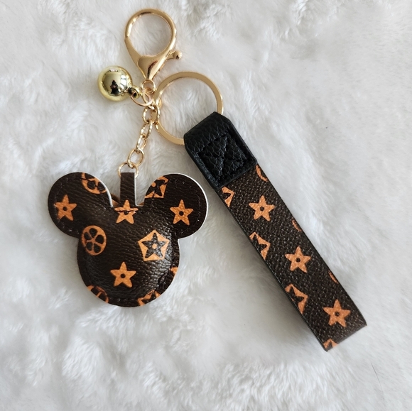 Brown and Gold Mickey Mouse Keychain Bag Charm - Picture 3 of 3